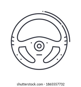 Steering wheel icon, linear isolated illustration, thin line vector, web design sign, outline concept symbol with editable stroke on white background.