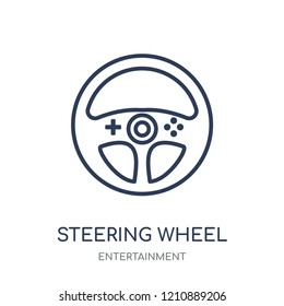 Steering wheel icon. Steering wheel linear symbol design from Entertainment collection.