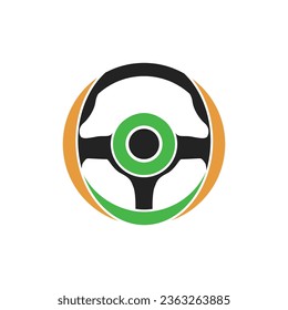 Logo-Design des Lenkrades-Symbols Vorlagenzubehör für schwarze Automobile, Vektorgrafik