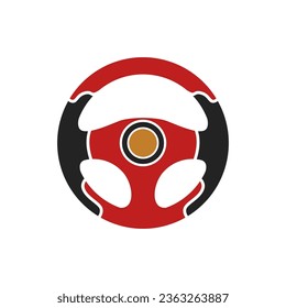 Diseño del logotipo del icono de la rueda de dirección. ilustración vectorial de accesorios de automóviles negros de plantilla