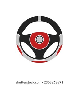 Steering Wheel icon logo design. template black automobile accessories vector illustration