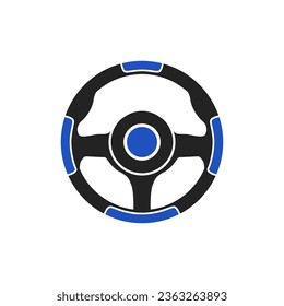 Steering Wheel icon logo design. template black automobile accessories vector illustration