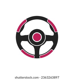 Steering Wheel icon logo design. template black automobile accessories vector illustration