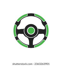 Steering Wheel icon logo design. template black automobile accessories vector illustration