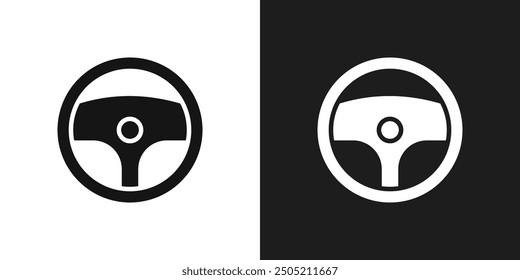 Steering wheel icon logo set vector