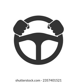Steering wheel icon logo template flat vector sign