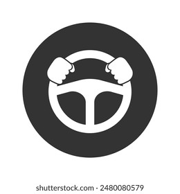 Steering wheel icon logo template flat vector sign
