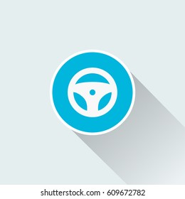 steering wheel icon with long shadow