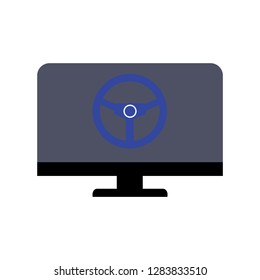 Steering wheel icon on a Computer display 