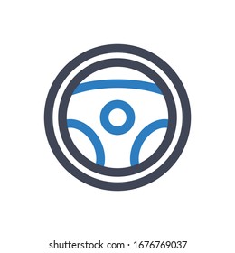 Steering wheel icon on white background