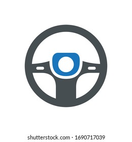 Steering wheel icon on white background