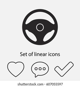 steering wheel icon. One of set web icons