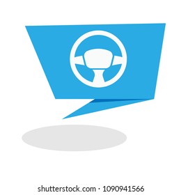steering wheel icon and origami. vector illustration
