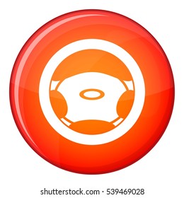 Steering, wheel icon in red circle isolated on white background vector illustration