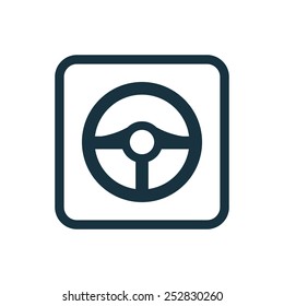 steering wheel icon Rounded squares button, on white background 
