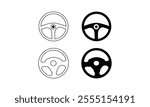 Steering wheel icon set. Automobile steering wheel vector illustration . Minimalist car steering wheel design. Set of Car, auto vectors icons. Automobile, drive symbols. Wheels symbols.