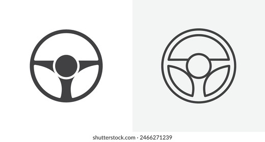 Steering wheel icon set. Automobile steering wheel vector symbol and vehicle control icon.