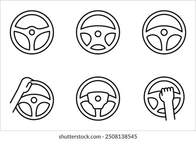 Steering wheel icon set. Automobile steer wheel vector illustration on white background