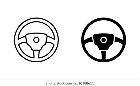 Conjunto de ícones do volante. Ilustração vetor roda de direção automóvel sobre fundo branco