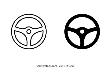 Steering wheel icon set. Automobile steer wheel vector illustration on white background