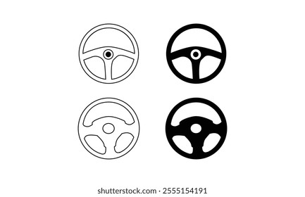 Steering wheel icon set. Automobile steering wheel vector illustration . Minimalist car steering wheel design. Set of Car, auto vectors icons. Automobile, drive symbols. Wheels symbols.