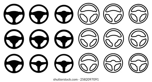 Steering wheel icon set. Automobile steer wheel vector symbol for trucks and cars. Steering wheel icon set. truck or car automobile steer wheel vector on white background