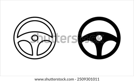 Steering wheel icon set. Automobile steer wheel vector illustration on white background