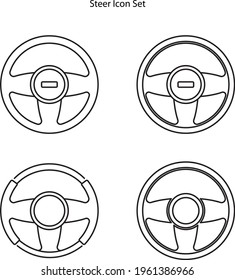 steering wheel icon set isolated on white background. steering wheel icon thin line outline linear steering wheel symbol for logo, web, app, UI. steering wheel icon simple sign.