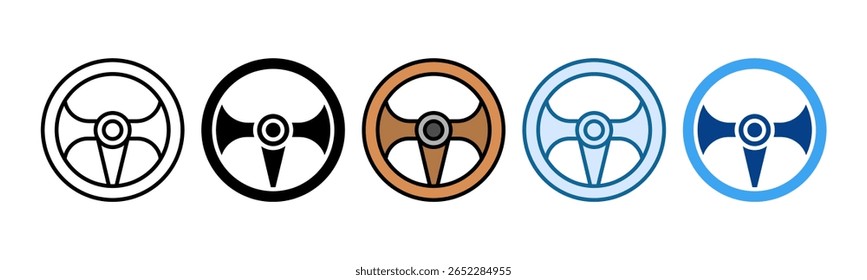 Steering Wheel Icon Set Multiple Style Collection
