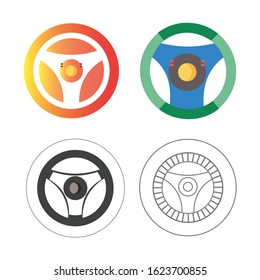Steering Wheel  icon set on white background
