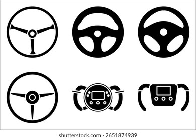 Steering wheel Icon set. Symbol isolated on white background. vector illustration.