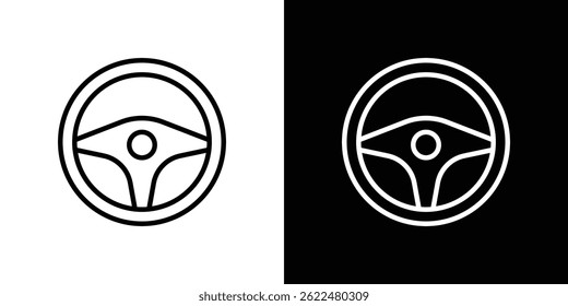Steering wheel icon shape graphic simple plain clipart symbol. thin line outline art