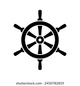 Steering wheel icon. Ship's helm. Black silhouette. Front view. Vector simple flat graphic illustration. Isolated object on a white background. Isolate.