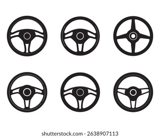 steering wheel icon silhouette vector illustration