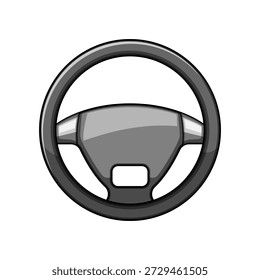 Lenkradsymbol in einem einfachen flachen Cartoon-Stil, der Konzepte für Transport, Fahren, Steuerung und Navigation für Grafikdesign oder digitale Anwendungen darstellt