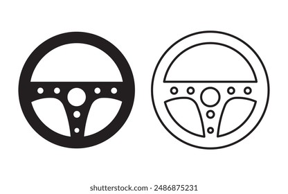 Steering wheel icon, steering wheel solid and outline icon, truck or car automobile steer wheel vector icon for UI designs.