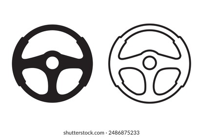 Steering wheel icon, steering wheel solid and outline icon, truck or car automobile steer wheel vector icon for UI designs.