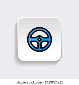 Steering wheel icon symbol of sport racing with modern flat style icon for web site design, logo, app, UI isolated on white background. Vector illustration