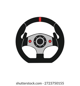 Lenkradsymbol als Symbol für Fahren, Autosteuerung und Automobilkonzept in sauberer, flacher Vektorgrafik.