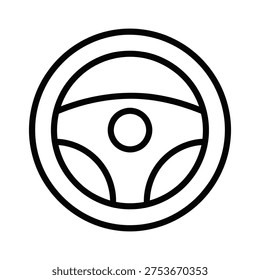 Steering wheel icon, symbolizing driving, control, and automotive, line art