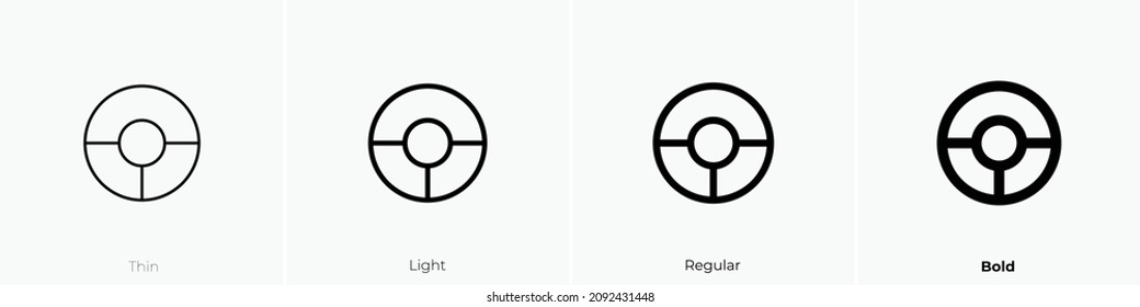 steering wheel icon. Thin, Light Regular And Bold style design isolated on white background