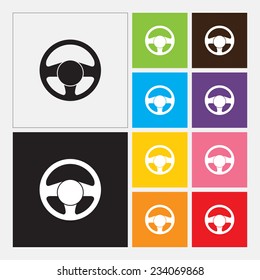 Steering wheel icon - Vector
