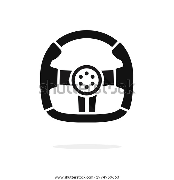 Steering wheel\
icon vector black and white shape silhouette logo element for sport\
or race car illustration\
isolated