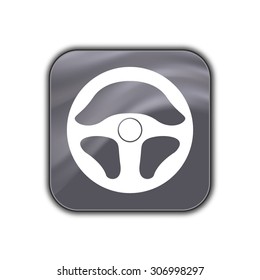 steering wheel icon - vector button