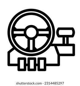 steering wheel icon vector designed in detailed outline lineal style (64px artboard 2px stroke)