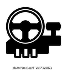 steering wheel icon vector designed in detailed solid glyph style (64px artboard)