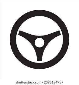 Icono del volante de dirección. Vector y glifo