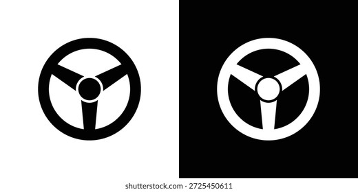Vektorgrafiken mit dem Symbol des Lenkrads. gefülltes Vektorzeichen, Symbolgrafik.