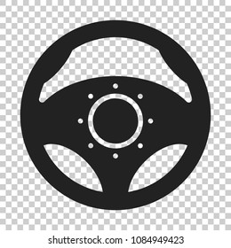 Steering wheel icon. Vector illustration on isolated transparent background. Business concept car wheel pictogram.