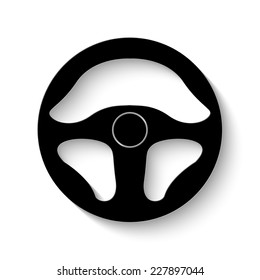 steering wheel icon - vector illustration with shadow